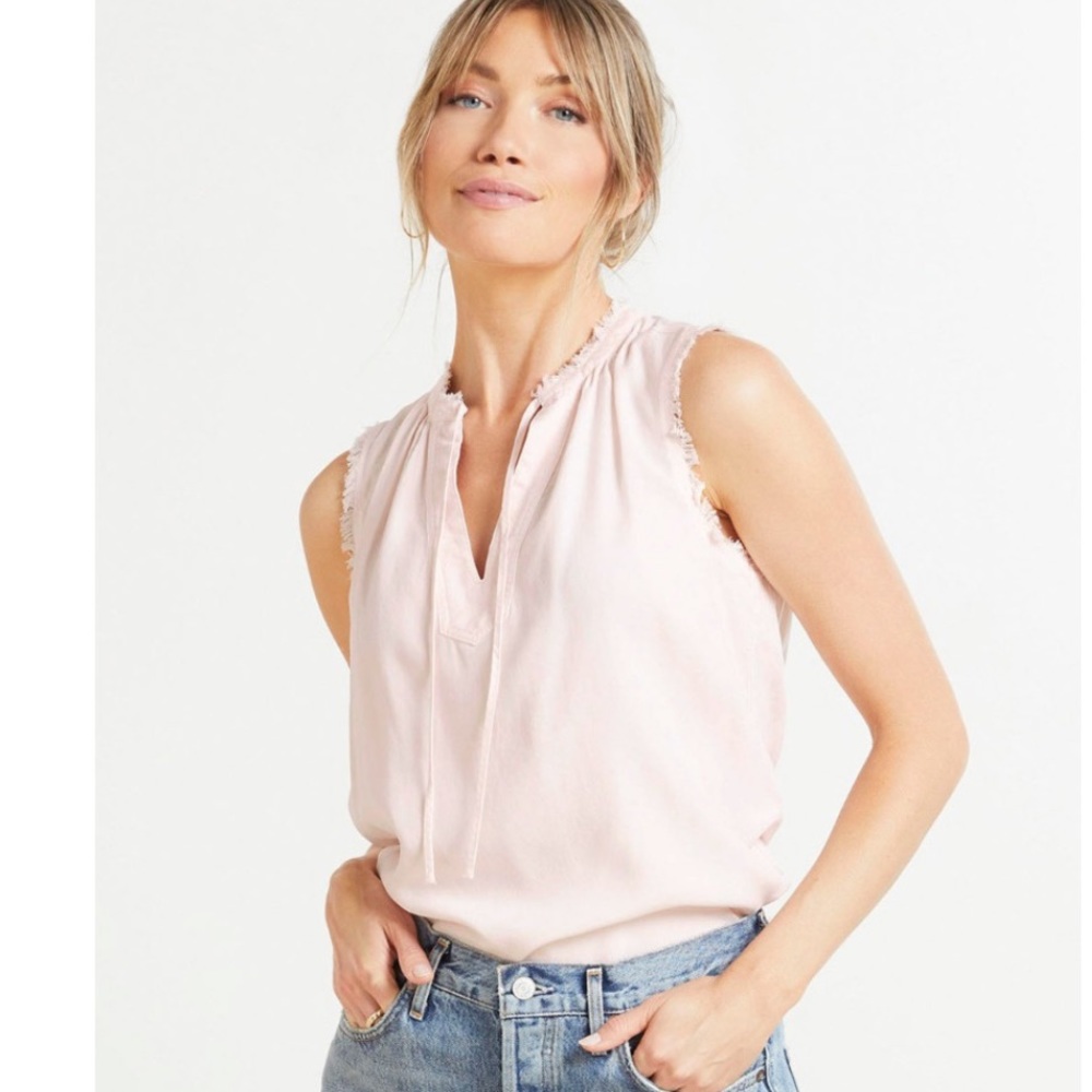 Cloth and stone sleeveless gray edge pullover pink size small from evereve